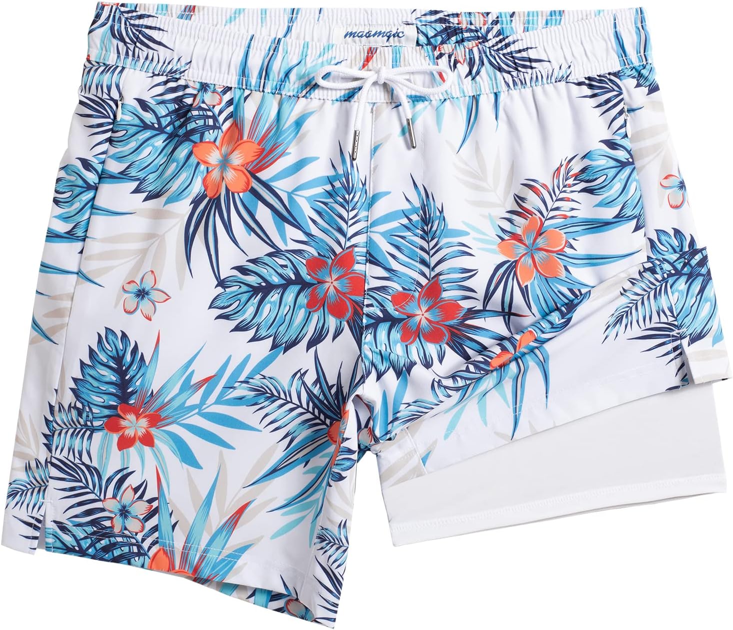 2 in 1 Mens Swim Trunks with Compression Liner for Comfort