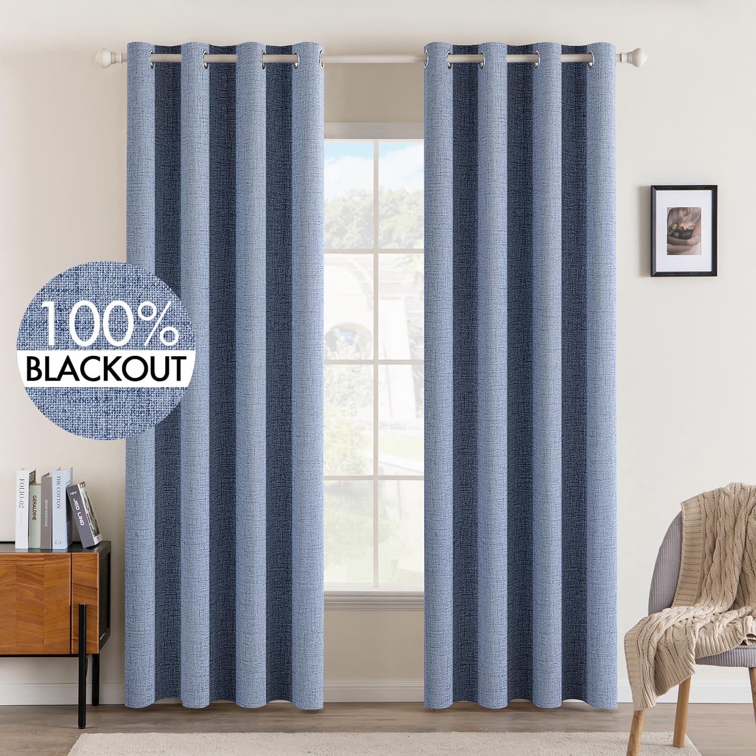 MIULEE Linen Texture Blackout Curtains for Bedroom and Living Room