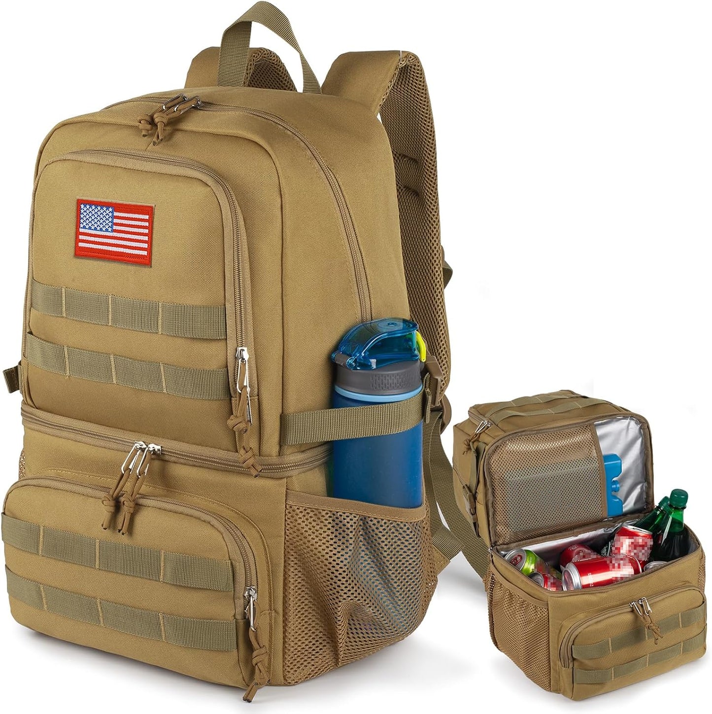 Tactical Double Deck Cooler Backpack for Men - Large Lunch Bag