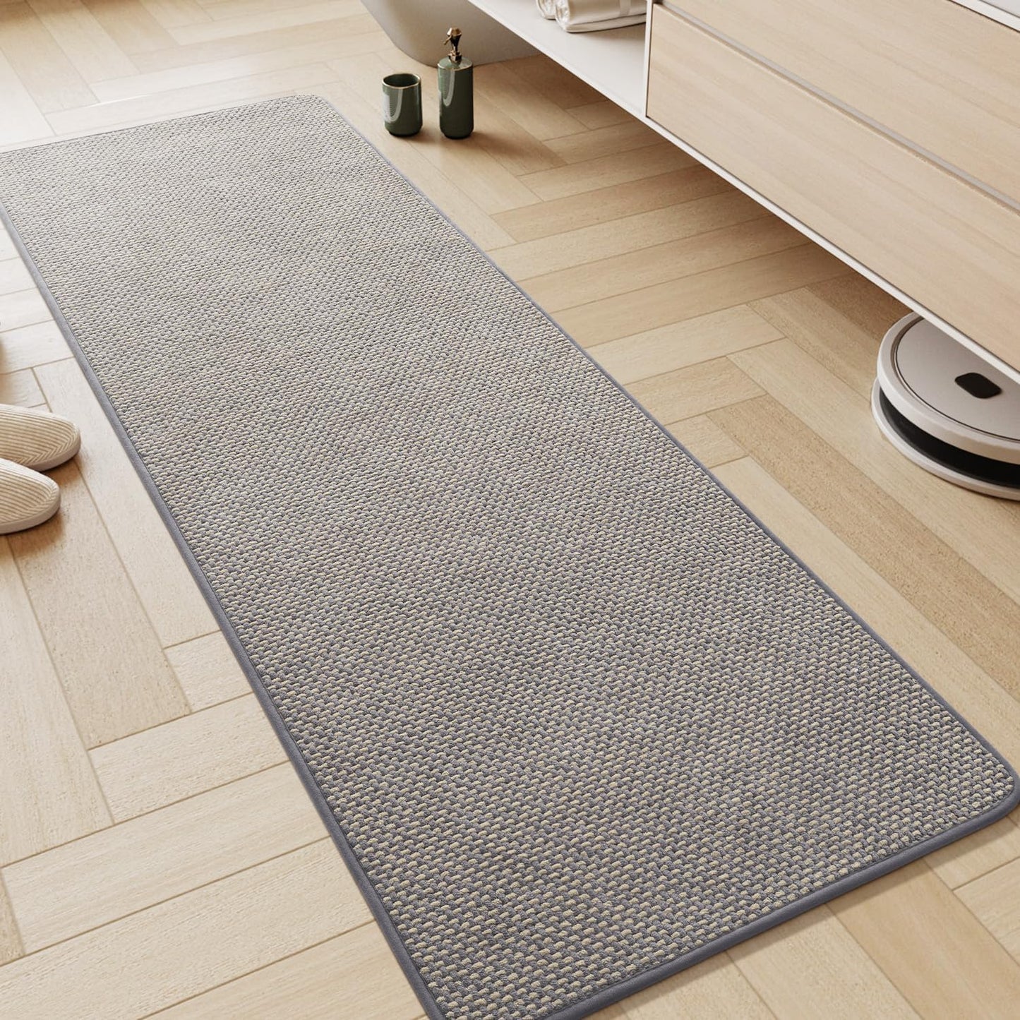 AMOAMI Chenille Bath Mat Super Absorbent Quick Dry Low Pile