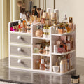 Large Makeup Organizer Countertop With Brush Holder Drawer - Bamboo