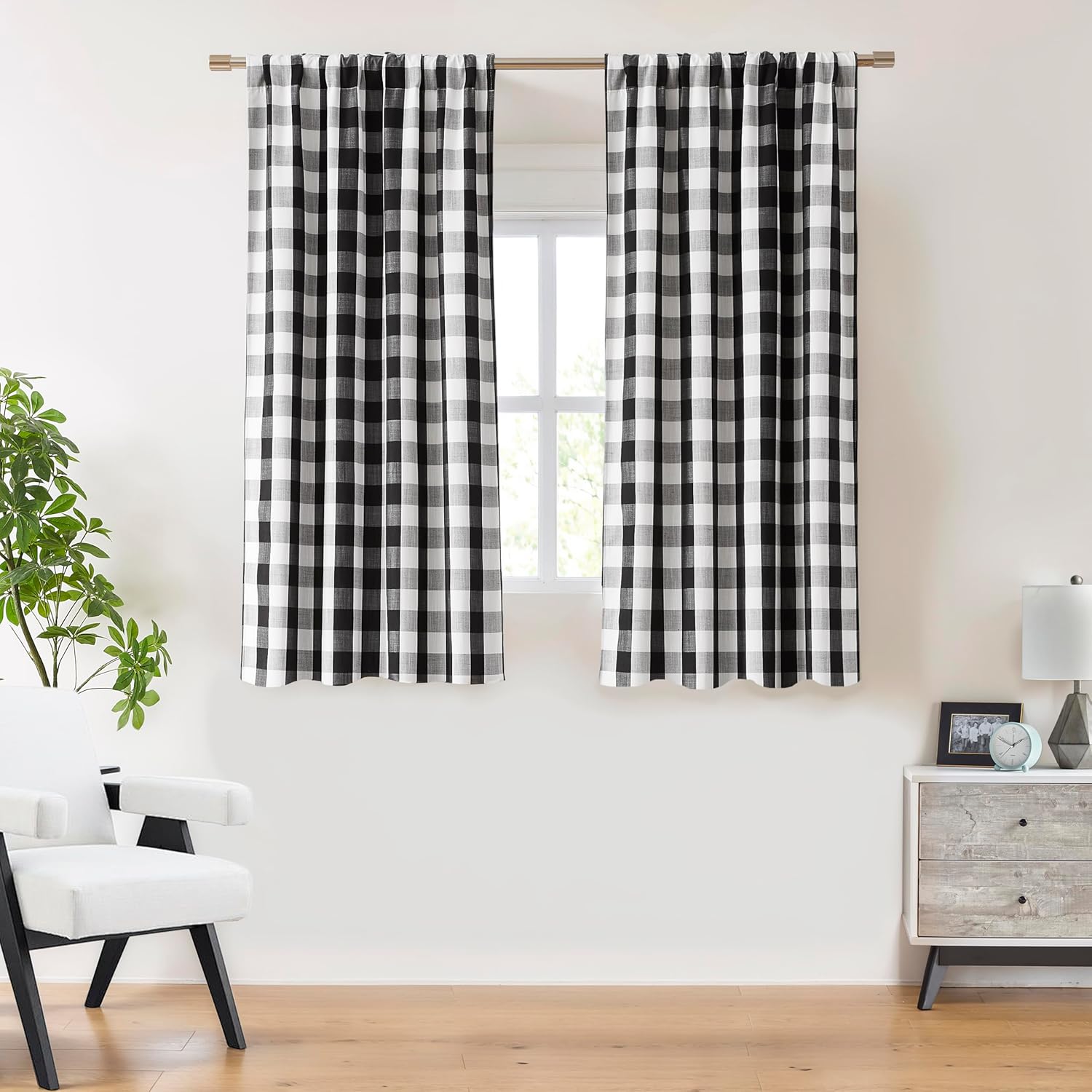 Short Buffalo Plaid Curtain Panels by Bapawfish for Home