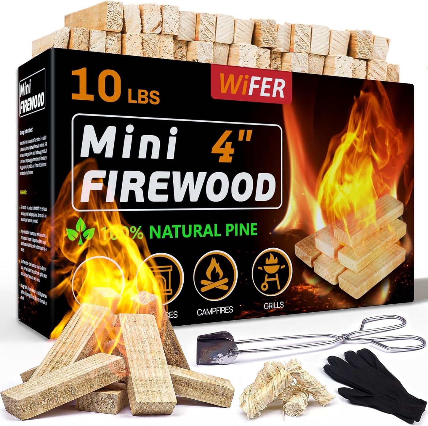 Mini Fire Stick with Fire Starter & Tongs for Outdoor Fun