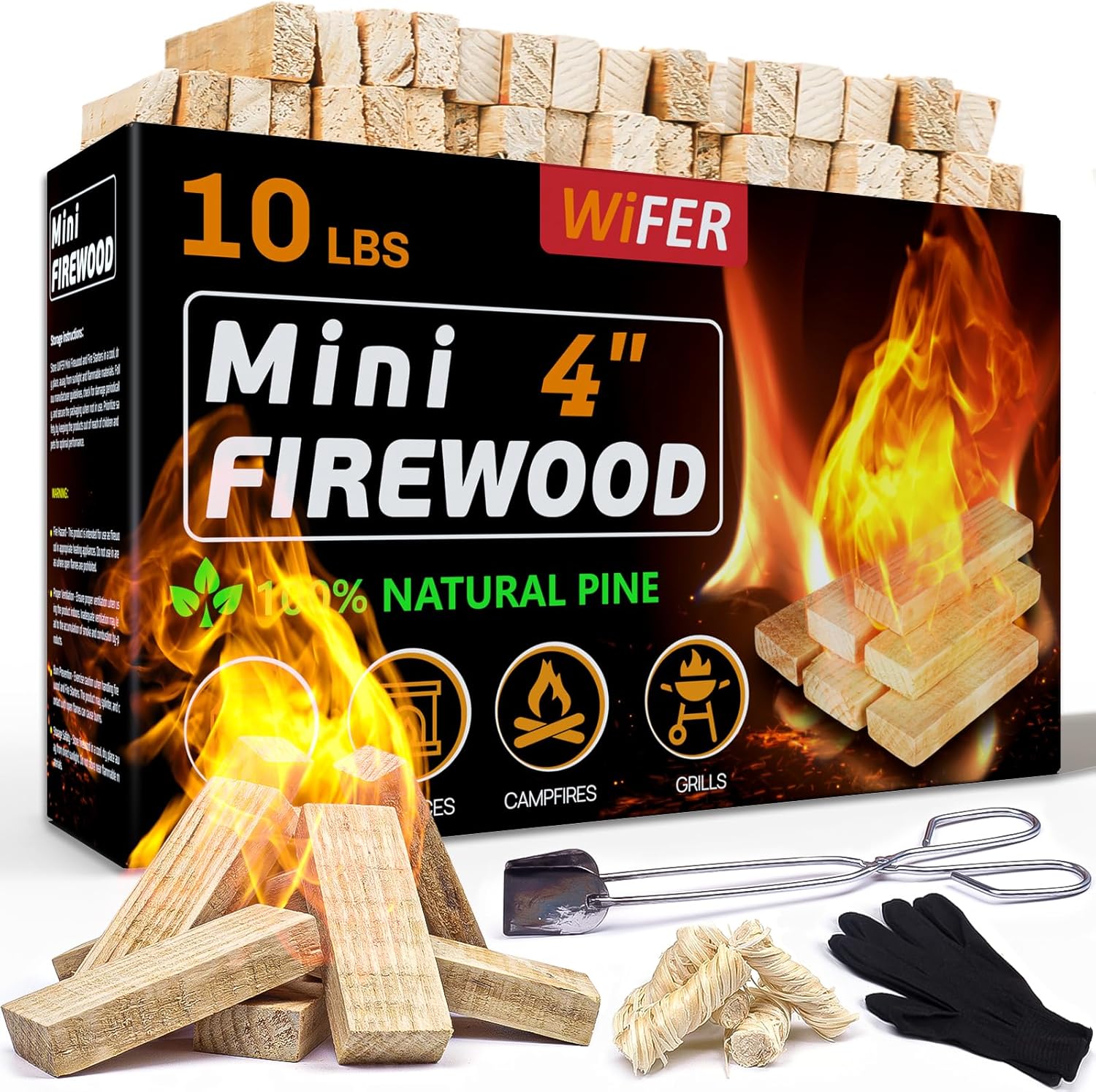 Mini Fire Stick with Fire Starter & Tongs for Outdoor Fun