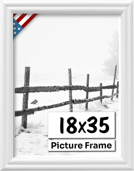White 18x35 Picture Frame with UV-Blocking Plexiglass for Art
