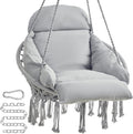 Hanging Chair Hammock Chair with Large Cushion - Cozy Boho Swing
