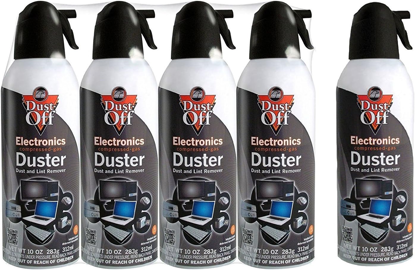 Dust-Off Disposable Compressed Gas Duster - 10 oz Cans, 5 Packs