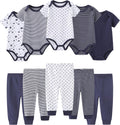 Baby Bodysuit and Pant Set 10-pcs Cotton Soft Newborn Outfits