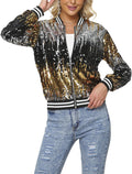 Fashionable Women's Sequin Jacket with Long Sleeves and Zipper