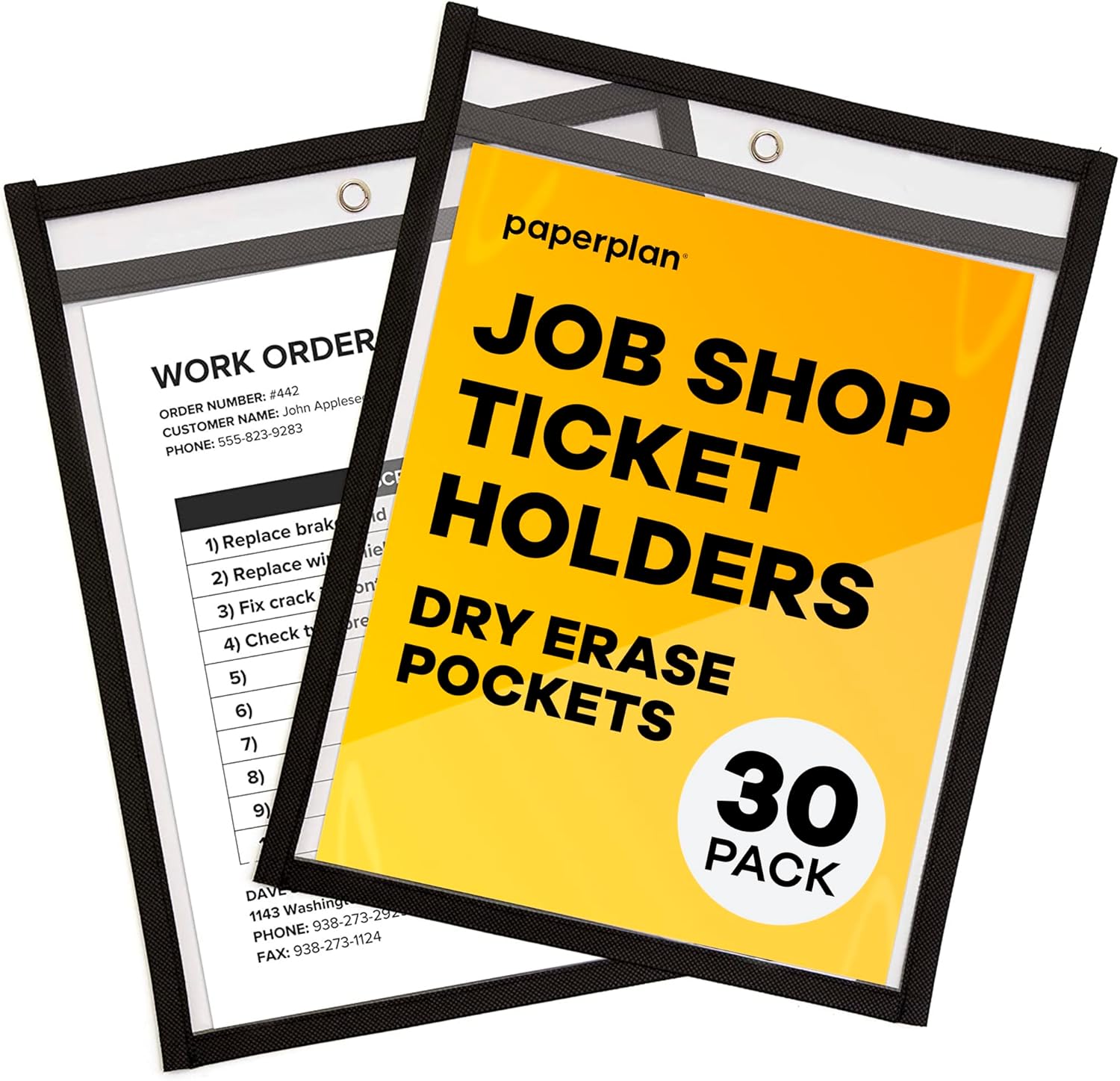 Job Ticket Holders 9x12 - Durable Clear Plastic Sleeves 30 Pack