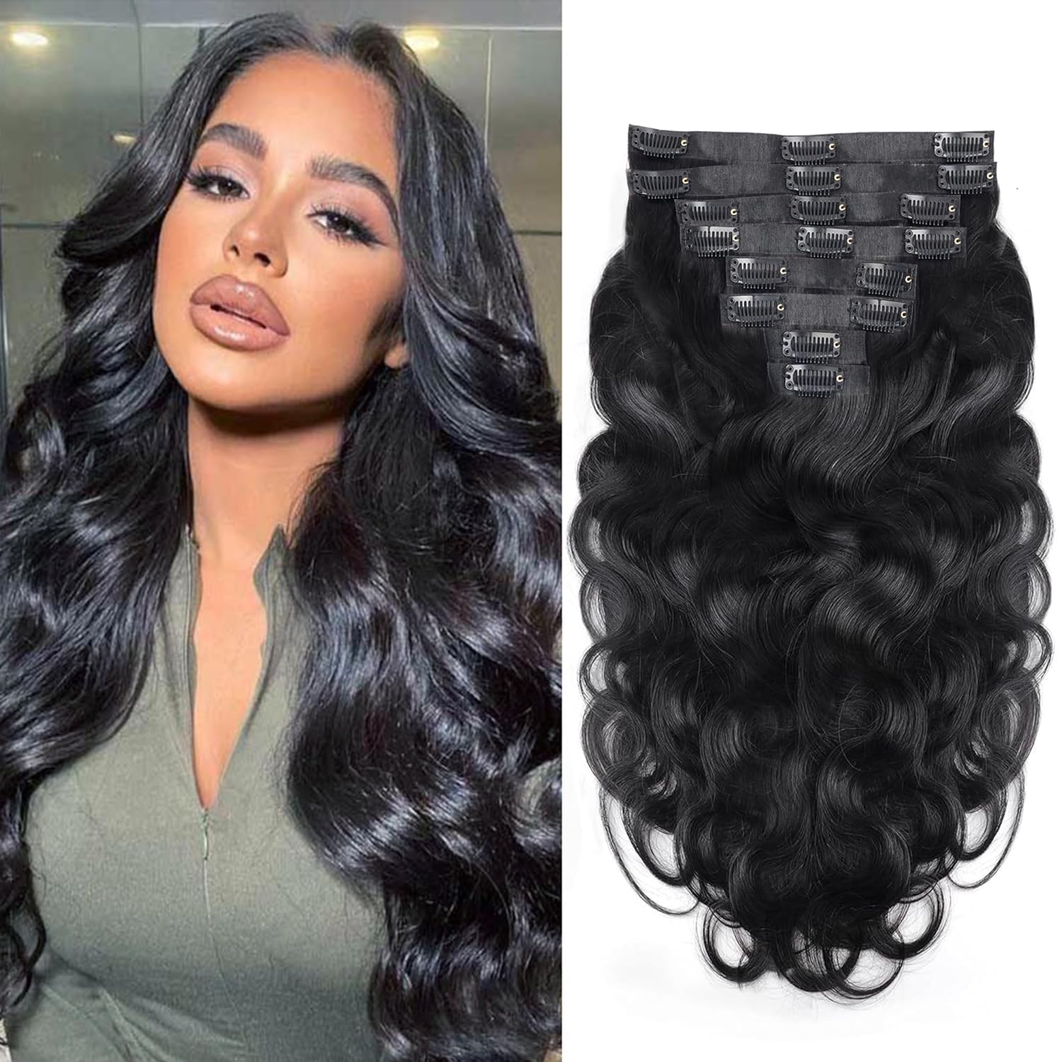Body Wave Seamless Clip In Hair Extensions for Natural Look