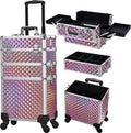 FRENESSA 3 in 1 Rolling Makeup Train Case - Glitter Pink