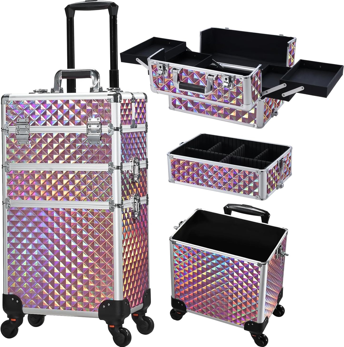 FRENESSA 3 in 1 Rolling Makeup Train Case for Professionals