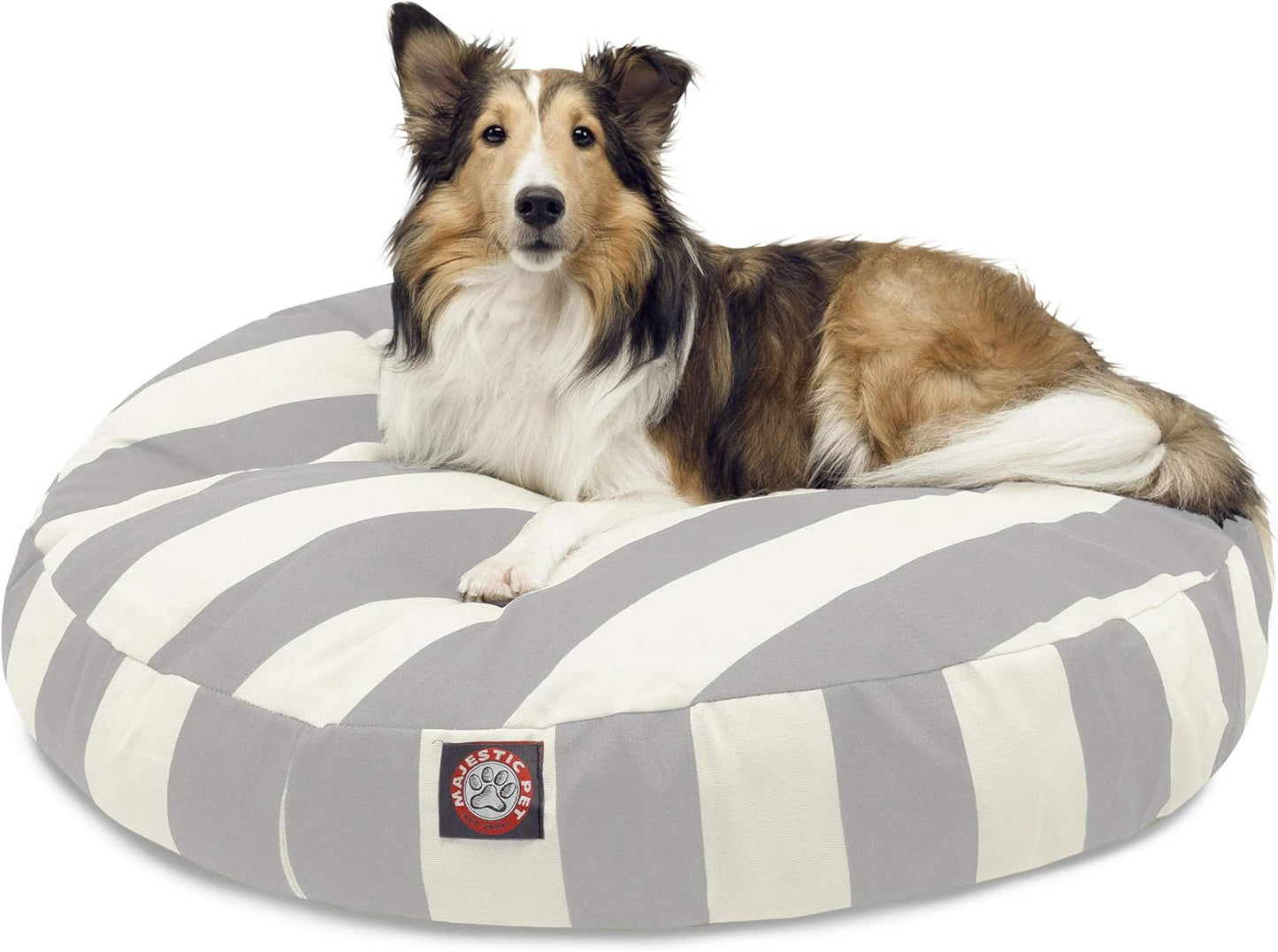 Majestic Pet Vertical Stripe Round Dog Bed for Indoor Outdoor Use