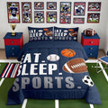 Football Comforter Set Twin Size Kids Sports Bedding - Soft Navy Blue