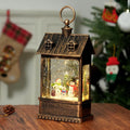 Christmas Snow Globe Lantern Water Glittering Snowman Family - Lighted