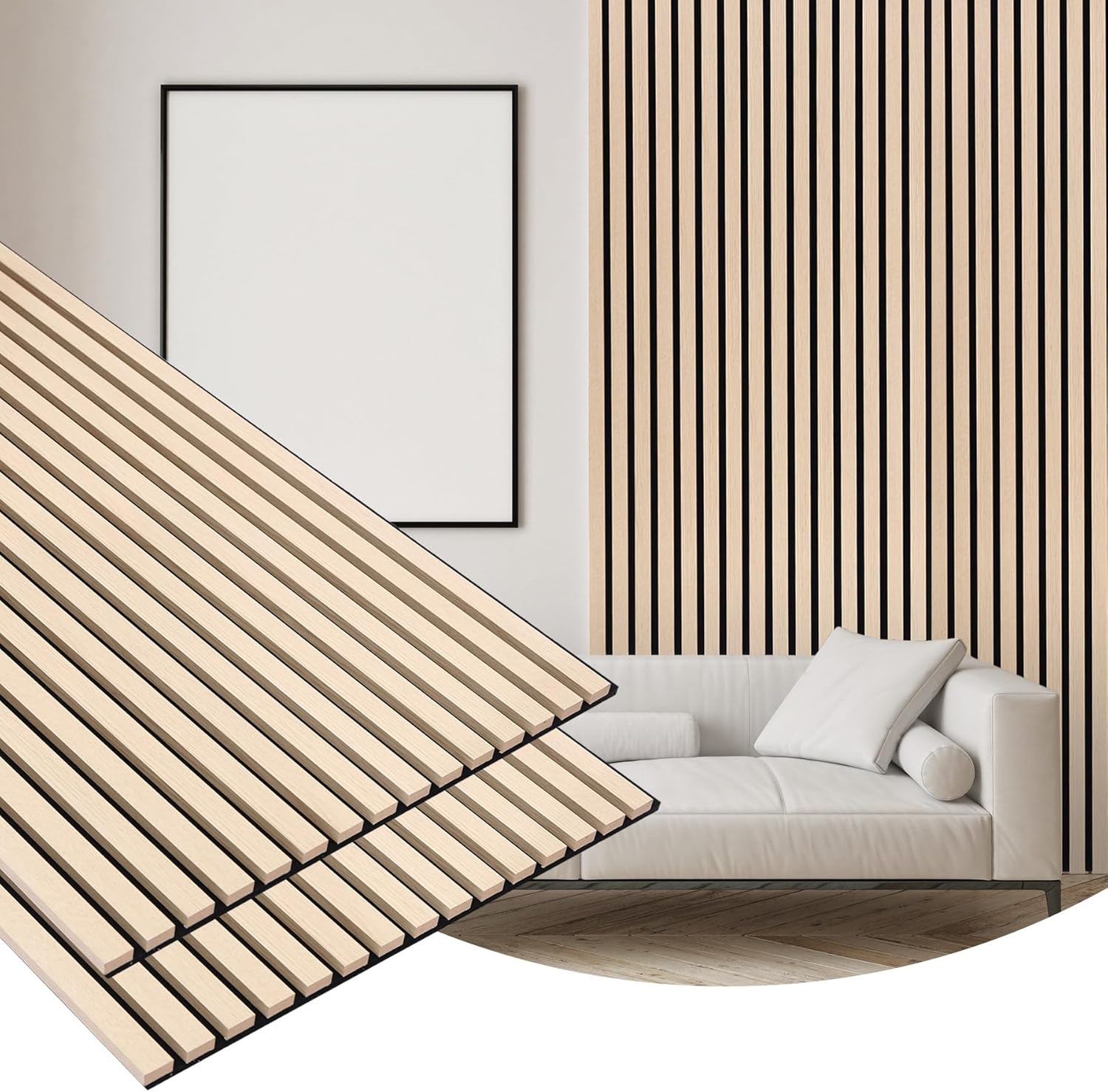 2 Pack Wood Finish Accent Wall Panels for Acoustic Comfort