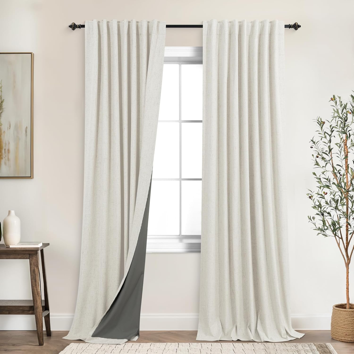 KOUFALL Summer Curtains for Living Room Insulated Blackout
