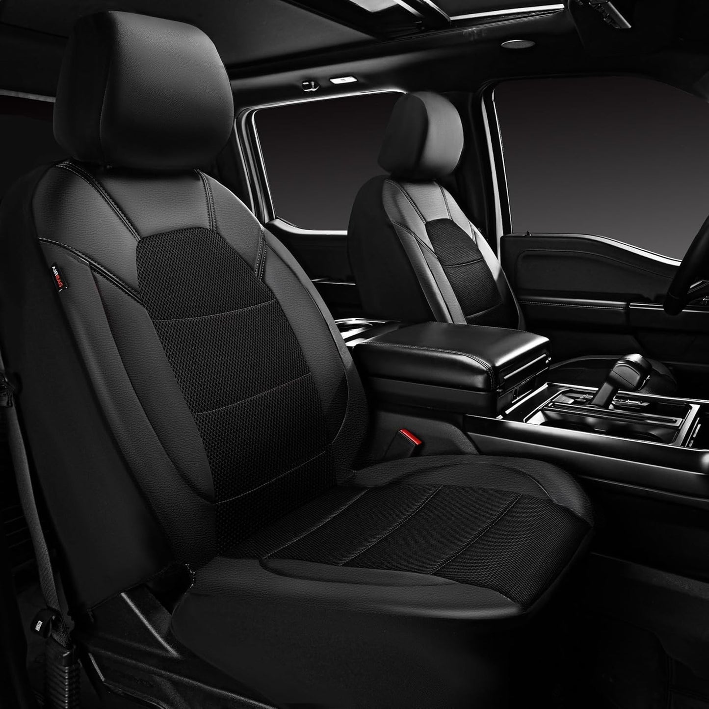 CAR PASS Leather Car Seat Covers for Front Seats - Breathable Design