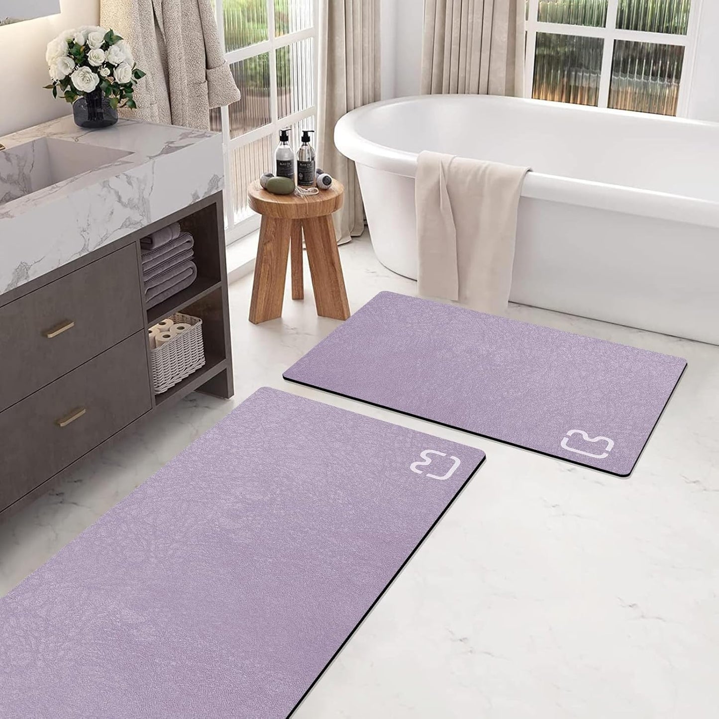 RUERYA 2 Piece Bathroom Rugs Mat Set for Quick Drying