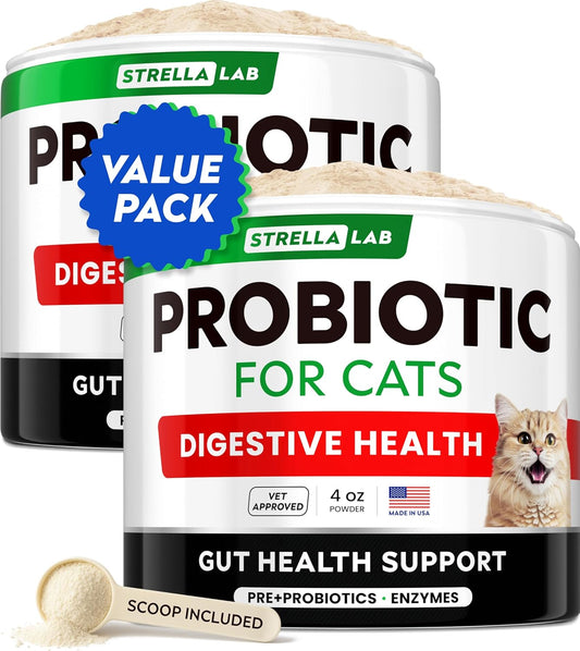StrellaLab Cat Probiotic Powder for Digestive Support and Health