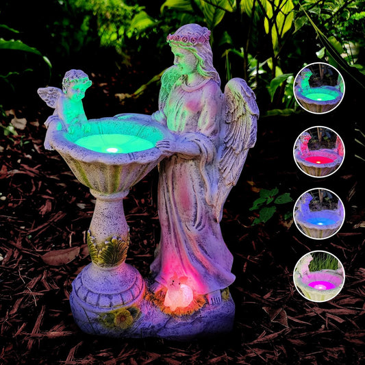 Solar Angel Figurine with Color Changing Light for Outdoor Decor