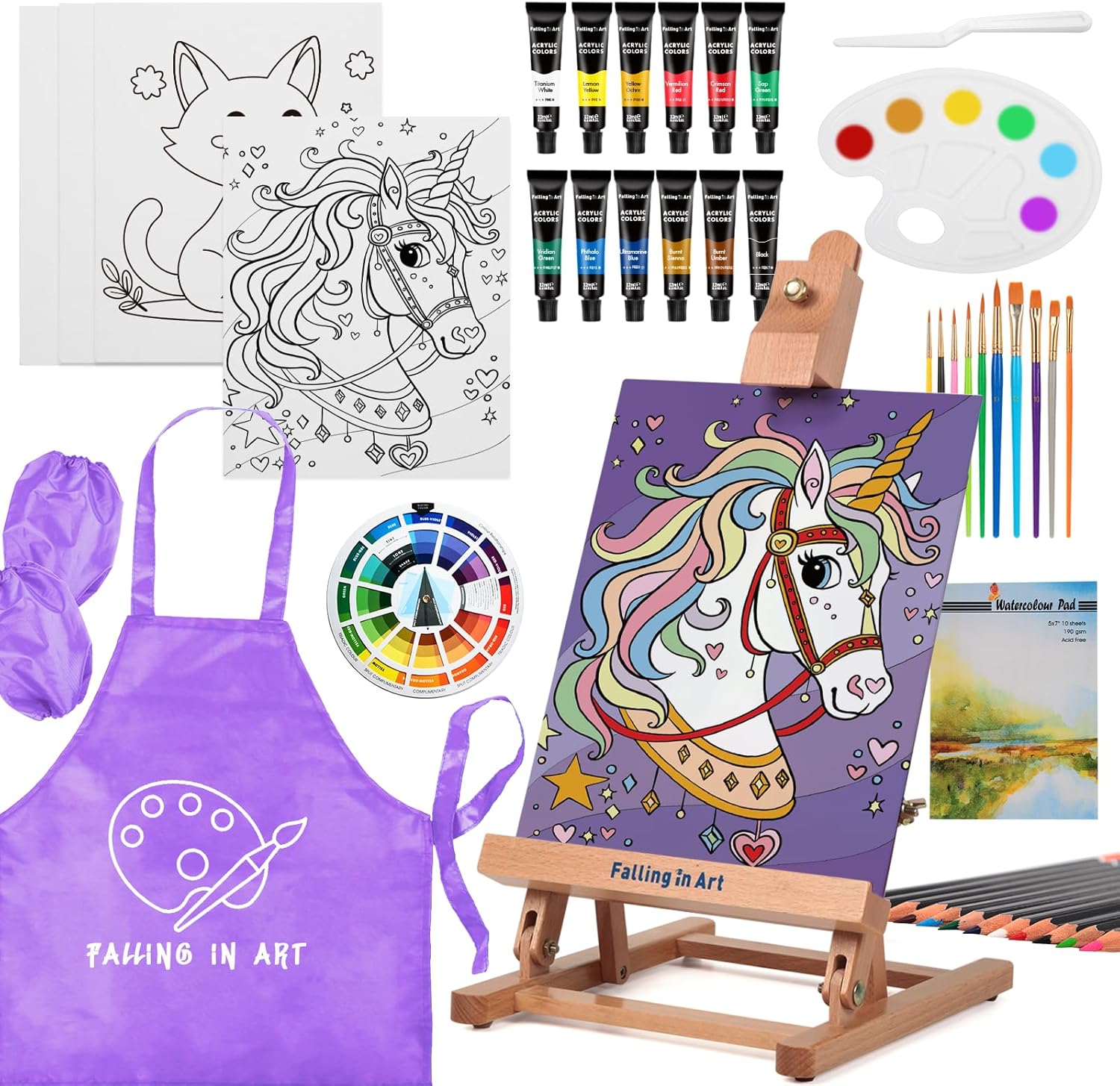Falling in Art 46 Pcs Acrylic Paint Set with Table Easel Review