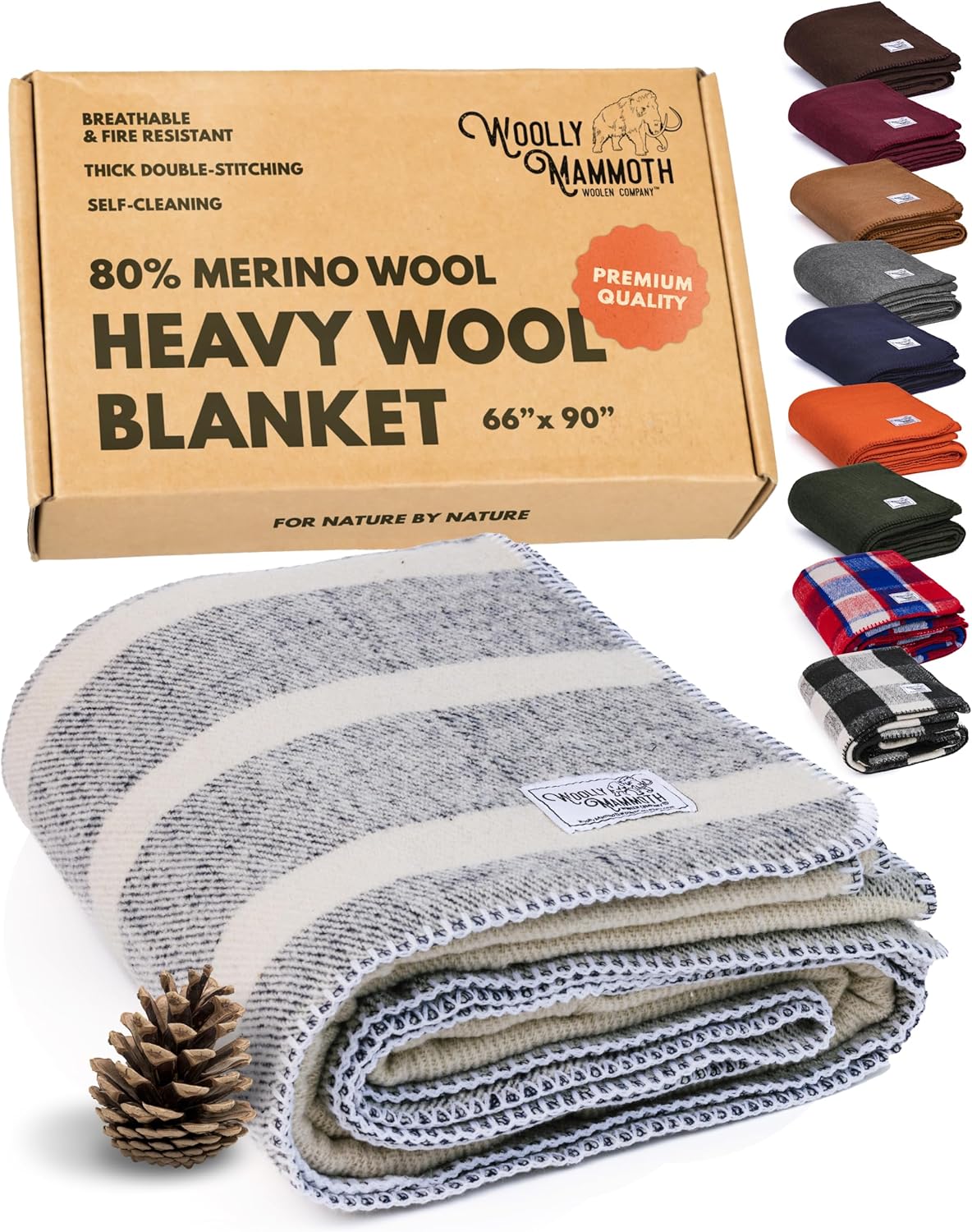 Woolly Mammoth Woolen Company Wool Blanket - Cozy Camping Essential