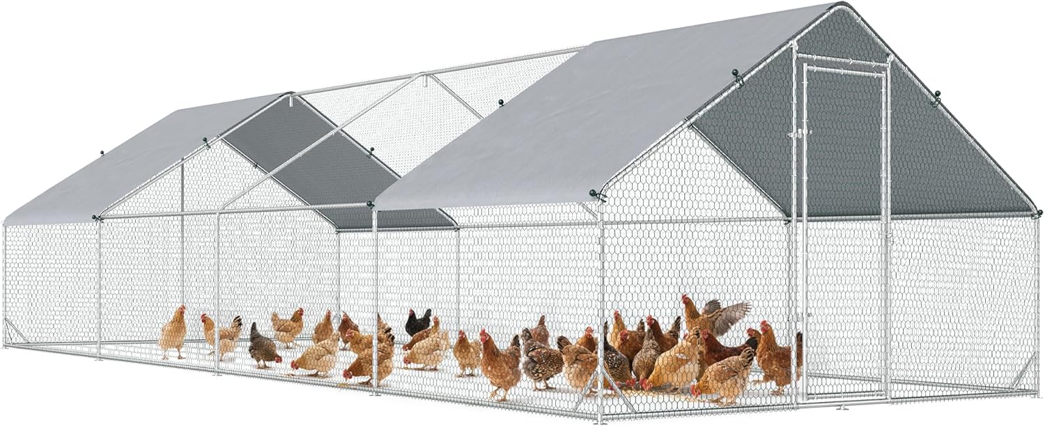 PawHut Large Chicken Coop with Waterproof Cover for Outdoor Use
