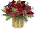13 inch Christmas Table Centerpiece with 5in Glitter Magnolia