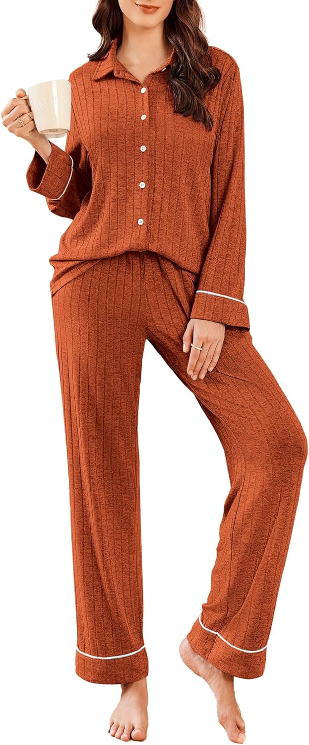 Ekouaer Womens Pajama Sets Long Sleeve Soft 2 Piece Pjs