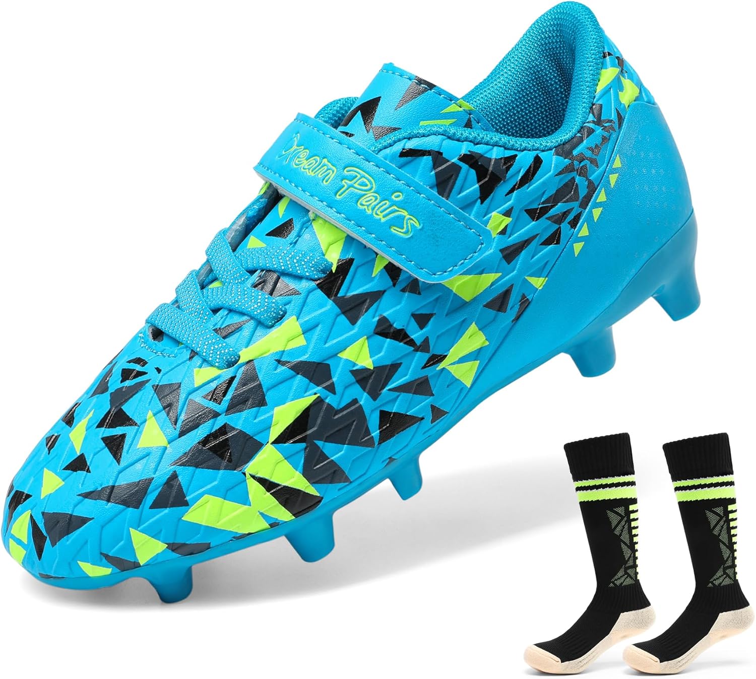 DREAM PAIRS Kids Soccer Cleats with Socks for Firm Ground Play