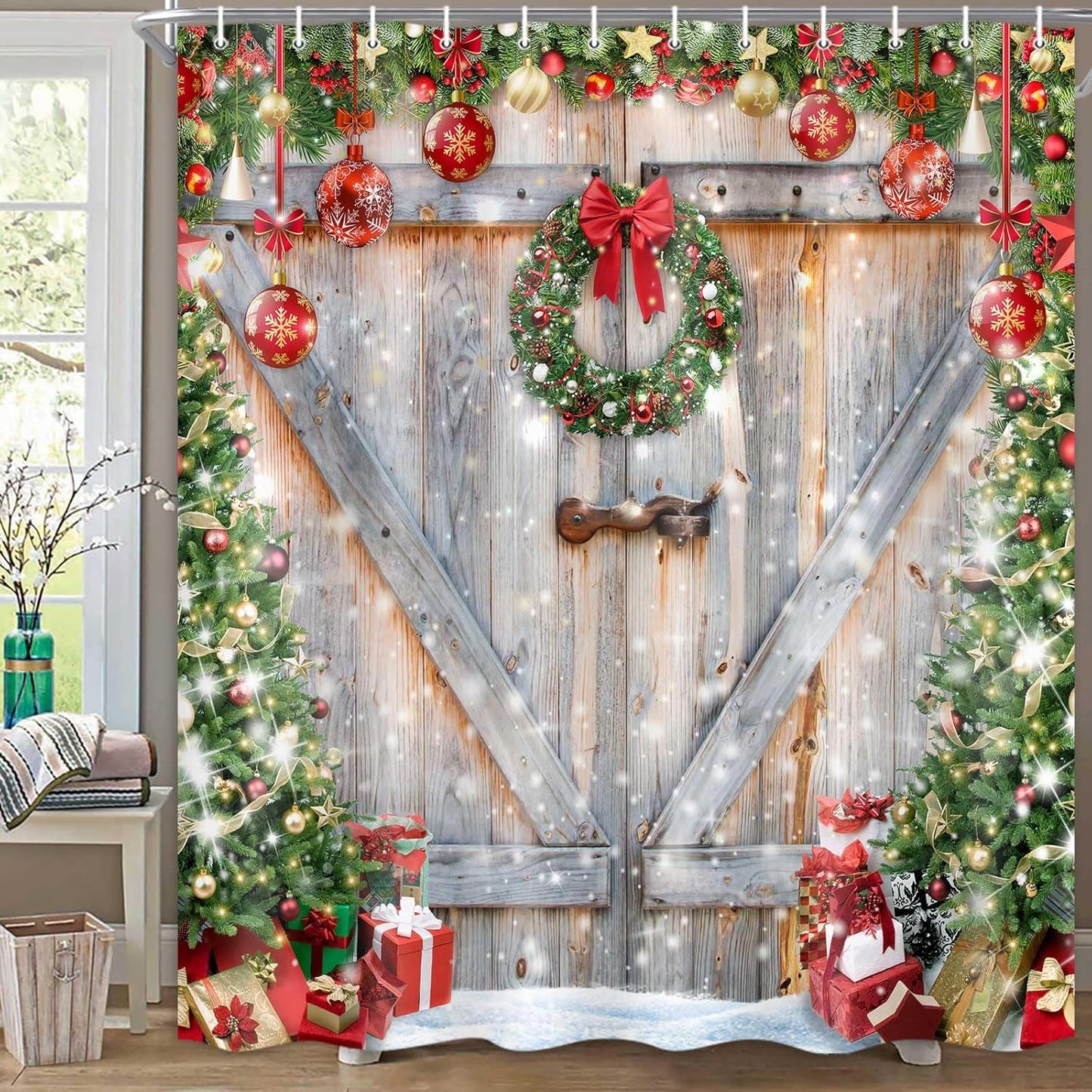 Winter Wonderland Farmhouse Shower Curtain Set