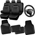 Car Seat Covers Full Set Black Lace Leather - Waterproof Protection