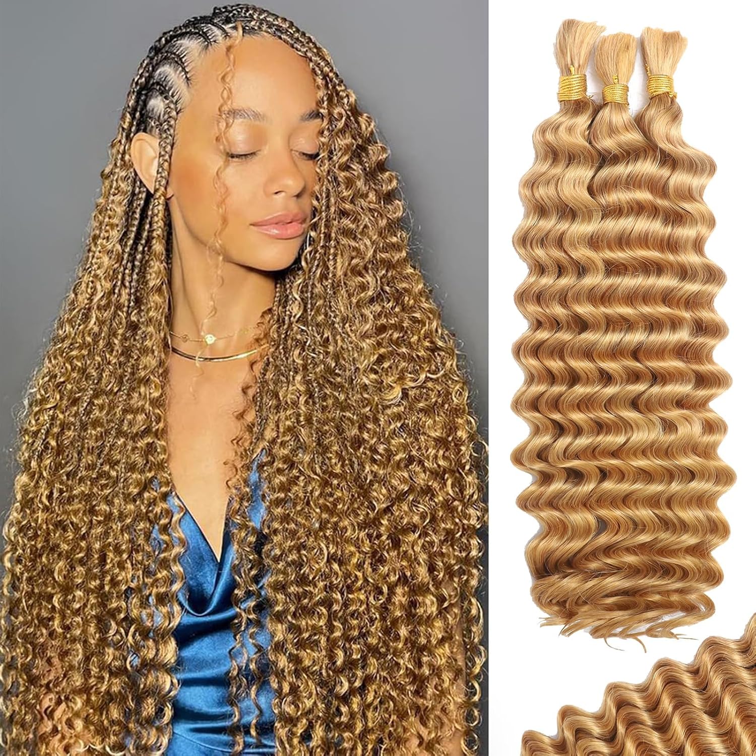 Human Braiding Hair for Boho Braids 22 Inch Curly 110g