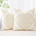 Yellow & White Boho Outdoor Throw Pillow Covers 20x20 Set of 2