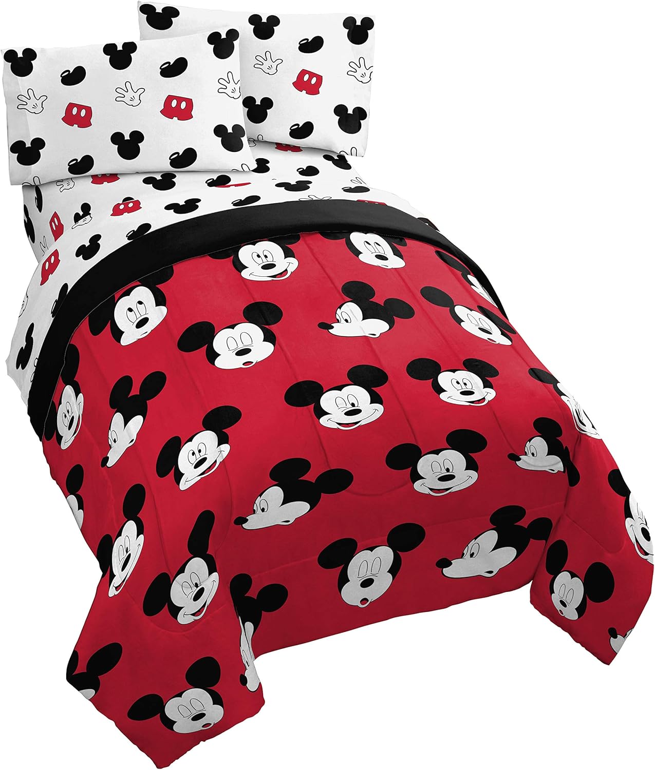 Mickey Mouse Cute Faces Twin Bed Set - Comforter & Sheets