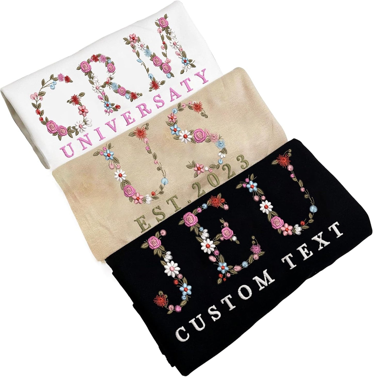 Personalized Flower Letter Embroidered Sweatshirt - Unique Gift!