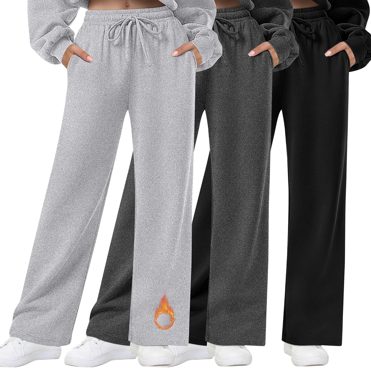 3 Pack Womens Fleece Lined Sweatpants for Comfort and Style