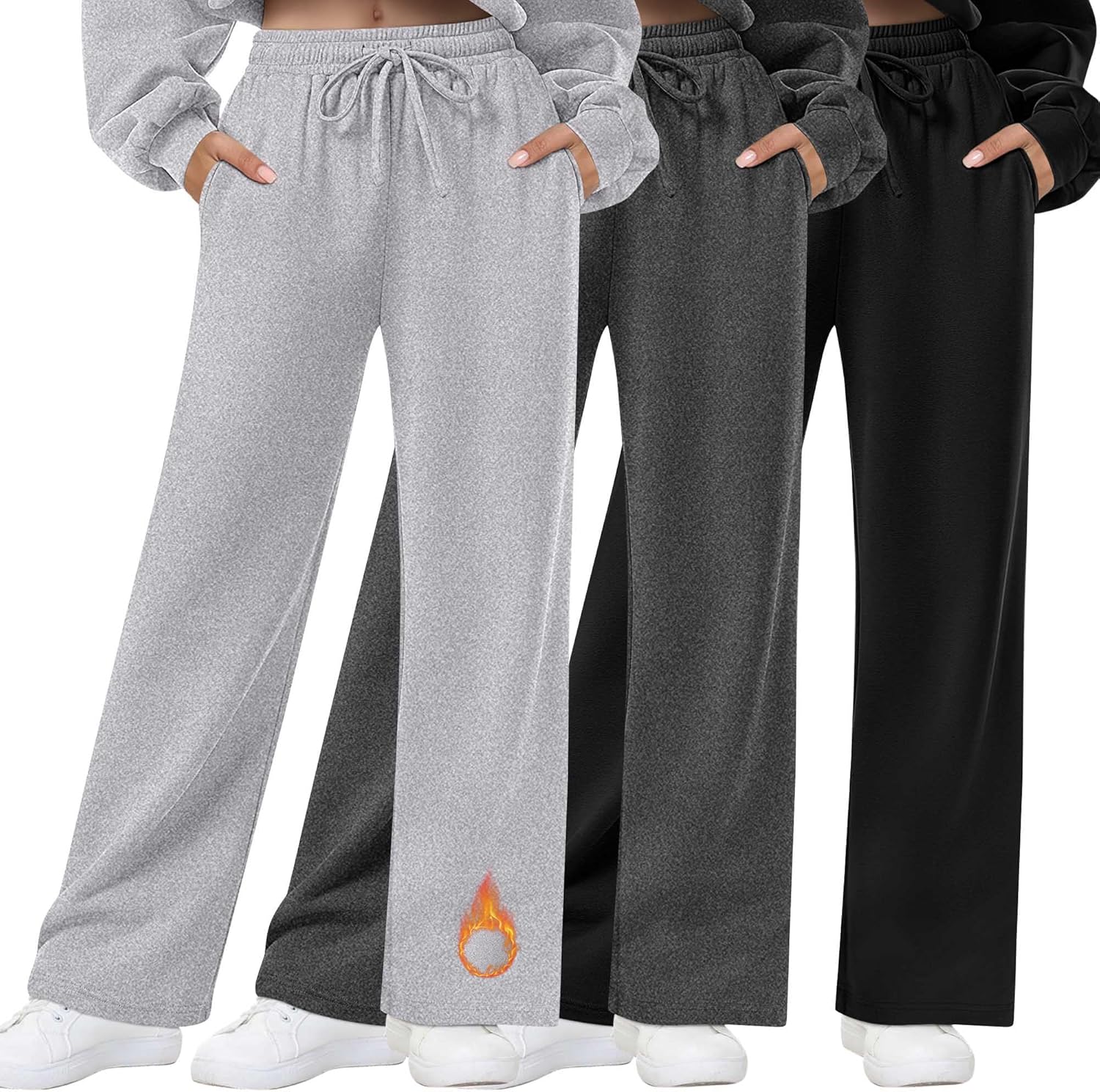 3 Pack Womens Fleece Lined Sweatpants for Comfort and Style