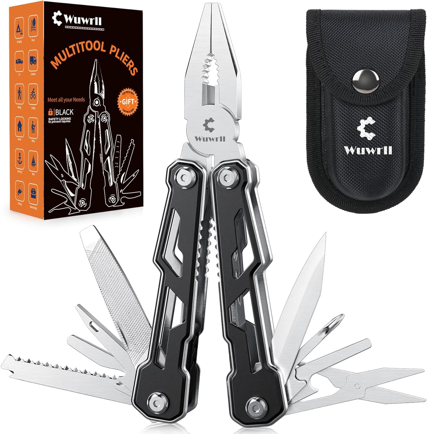 16-in-1 Stainless Steel Multitool with Safety Lock: Ultimate Camping Companion