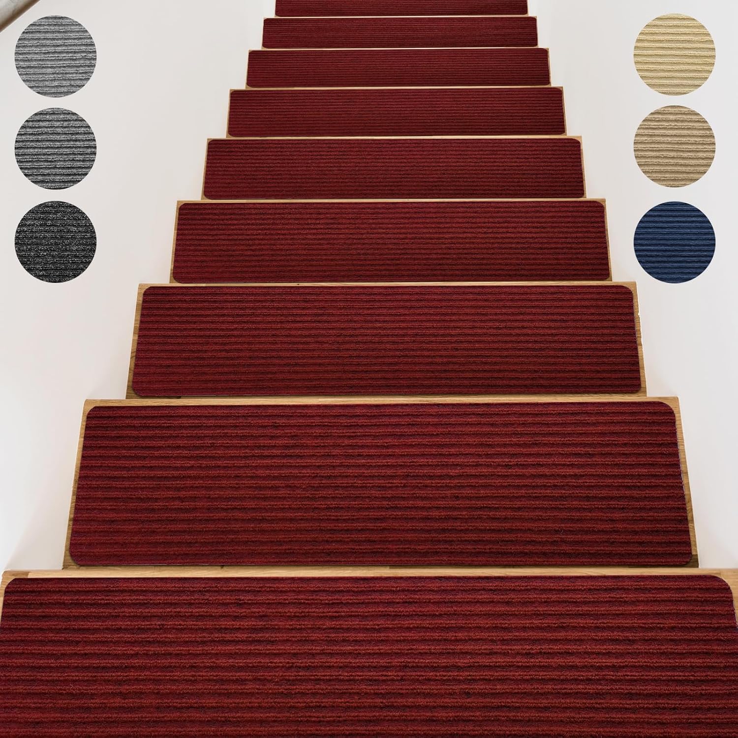 Stair Treads for Wooden Steps - Non Slip Carpet Tape Set of 15