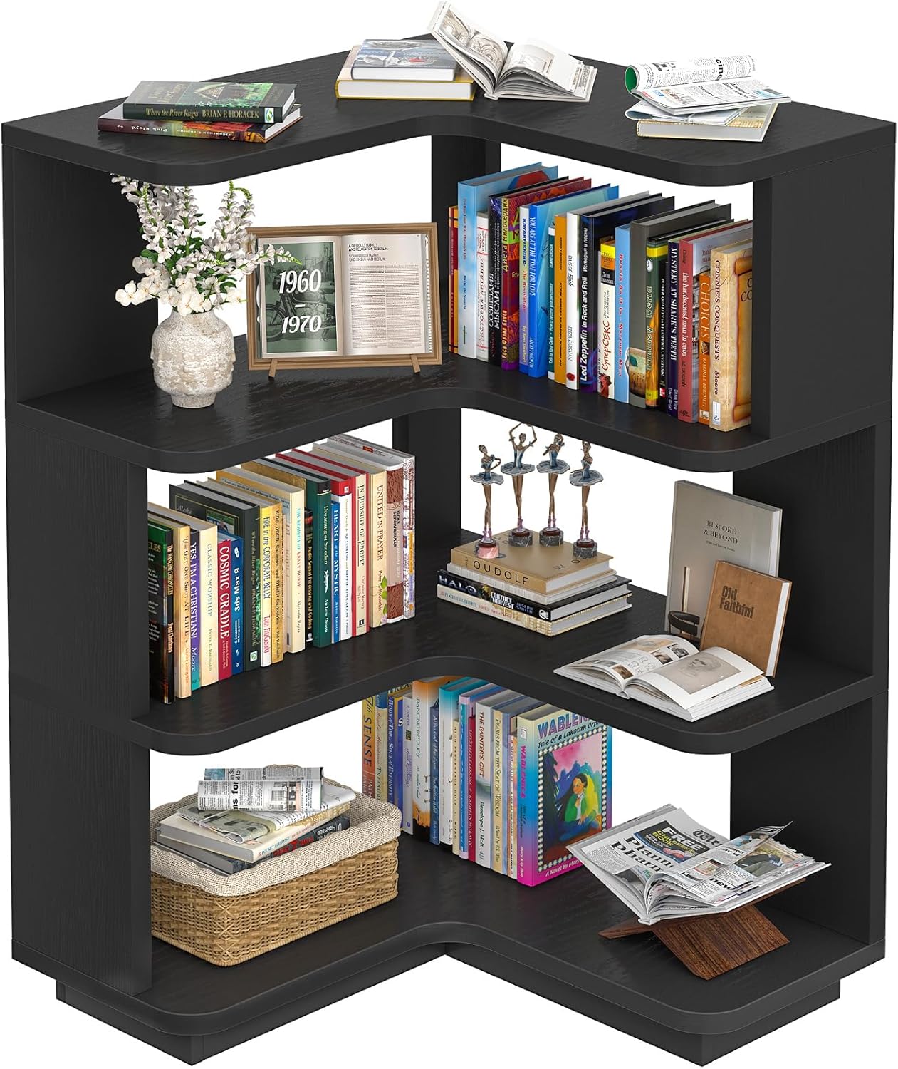 Armocity Corner Book Shelf - Stylish 4 Tier Space-Saving Design