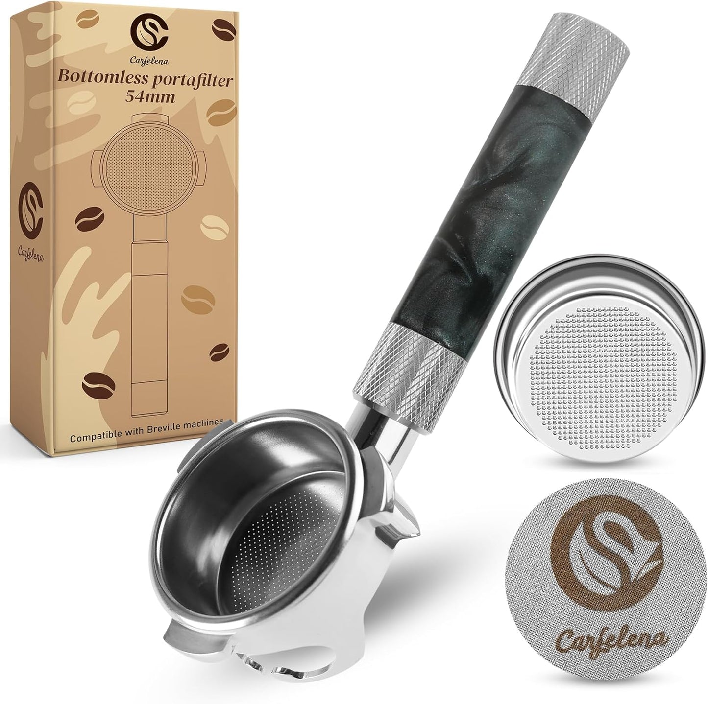 Breville Espresso 54mm Bottomless Portafilter with Puck Screen