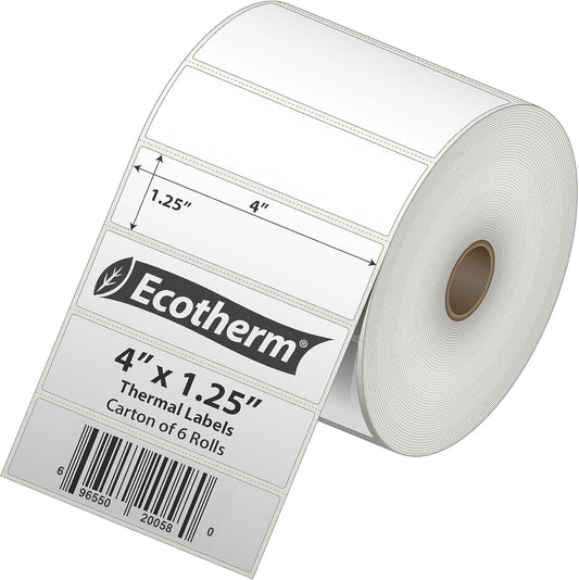 Ecotherm 4 x 1.25 Thermal Labels | 6 Rolls | 12600 Labels