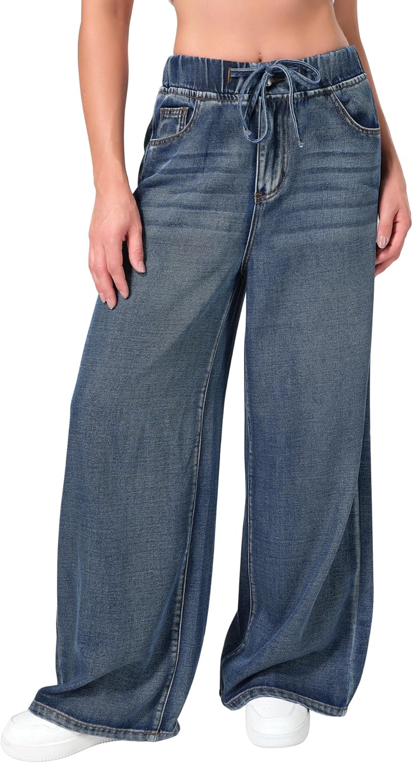 Roswear Women's Wide Leg Jeans Sweatpants for Effortless Style