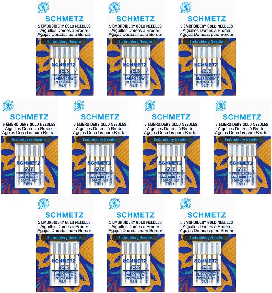 SCHMETZ Gold Embroidery Needles for Smooth Stitching, Size 75/11