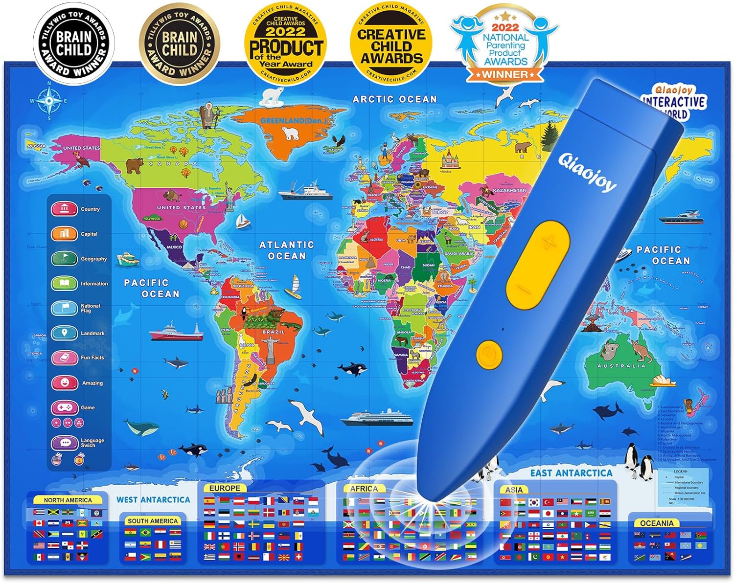 Bilingual Interactive World Map for Kids Learning Fun