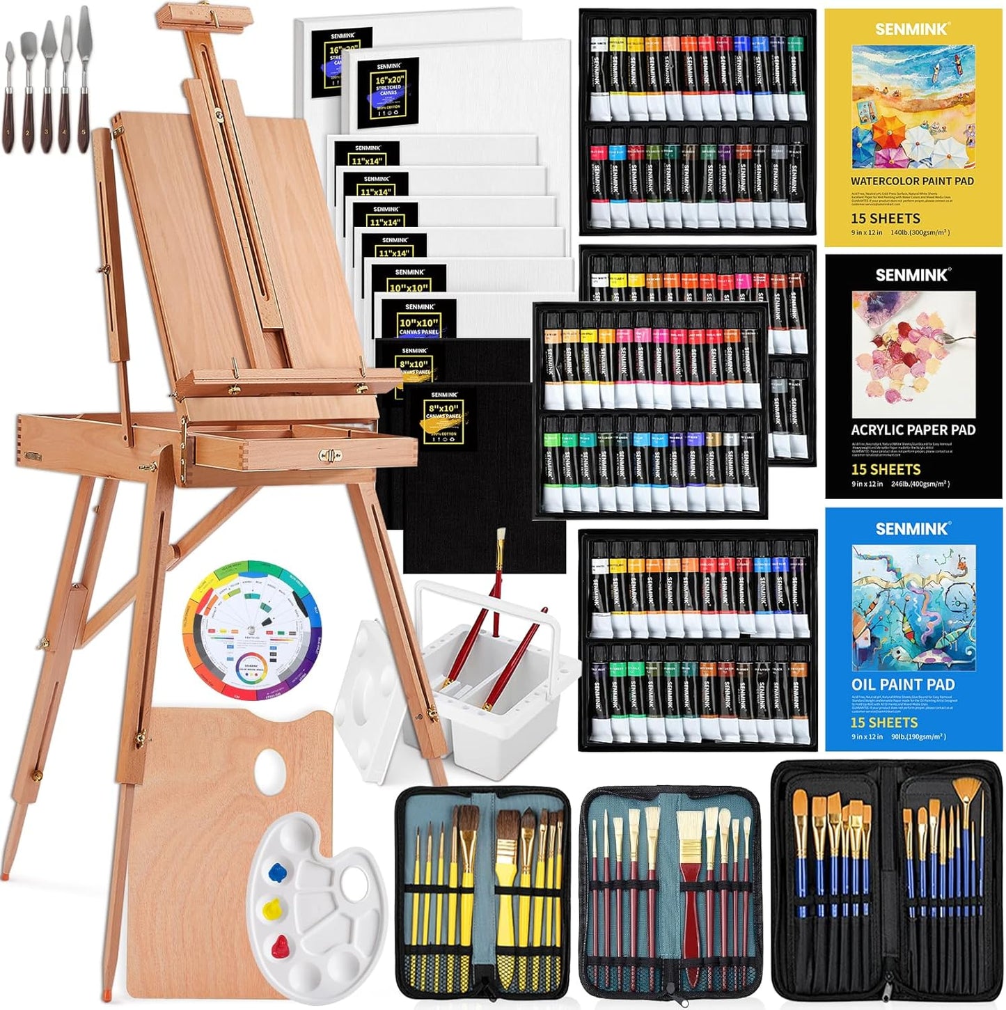 196Pcs Deluxe Artist Painting Set with French Easel for All