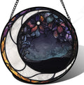 Stained Glass Window Hanging - Black and White Moon Suncatcher
